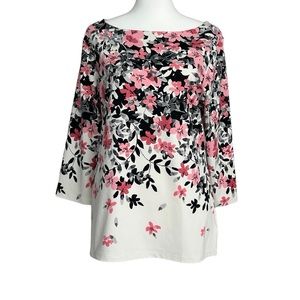 Charter Club Floral 3/4 Sleeve Top (M)
